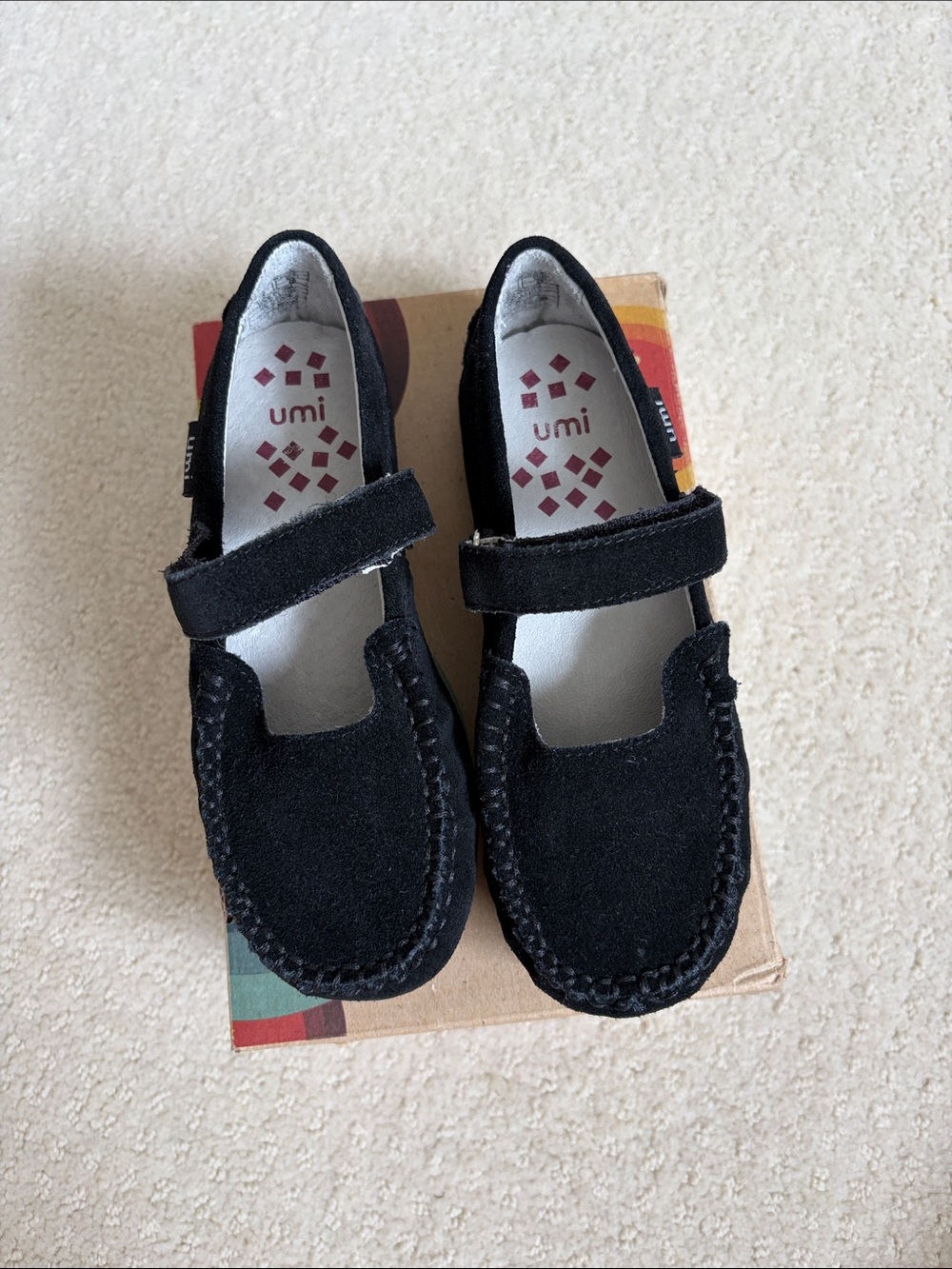 Umi Black Suede Moccasin Mary Janes for Kids